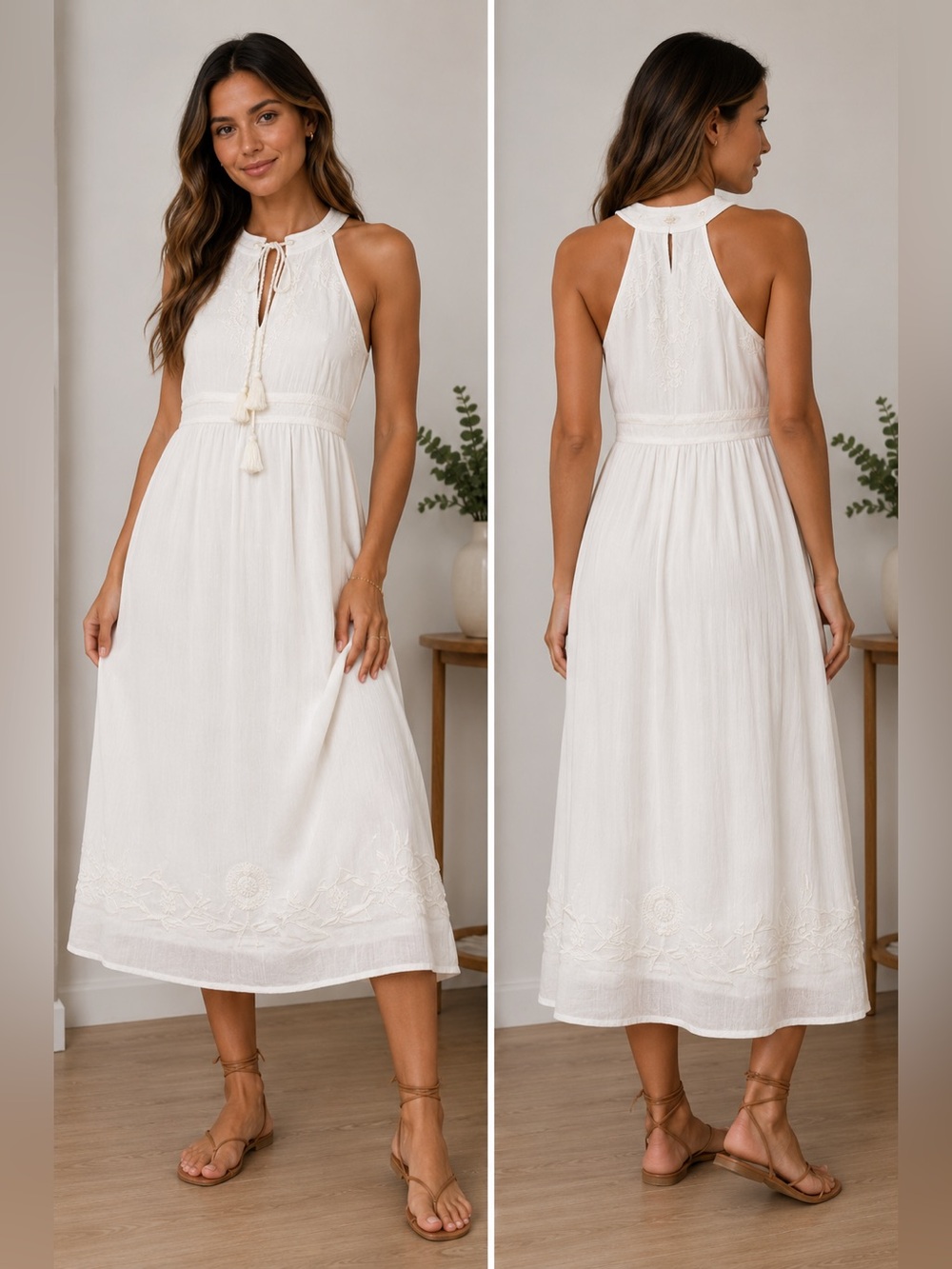 Band of Gypsies Collective NWT White Embroidered lined Dress in 100% Viscose.